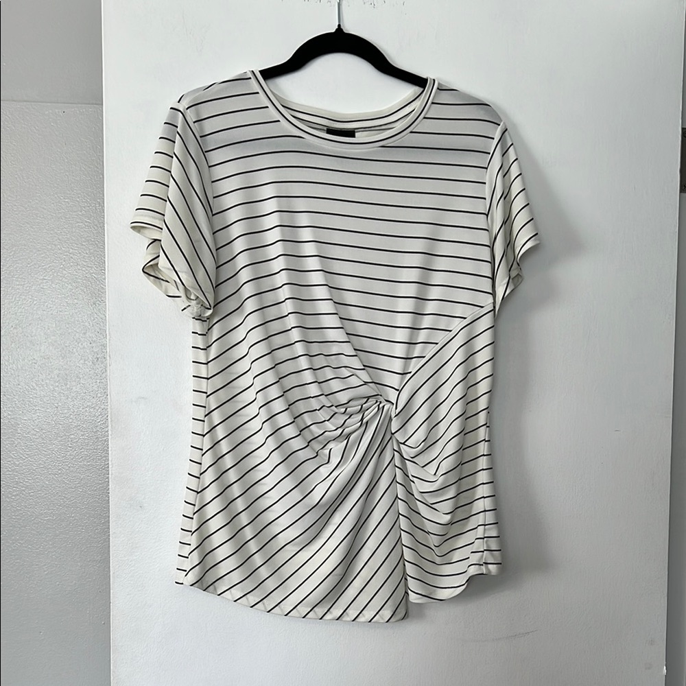Worthington Striped Knot-Front Women's Top